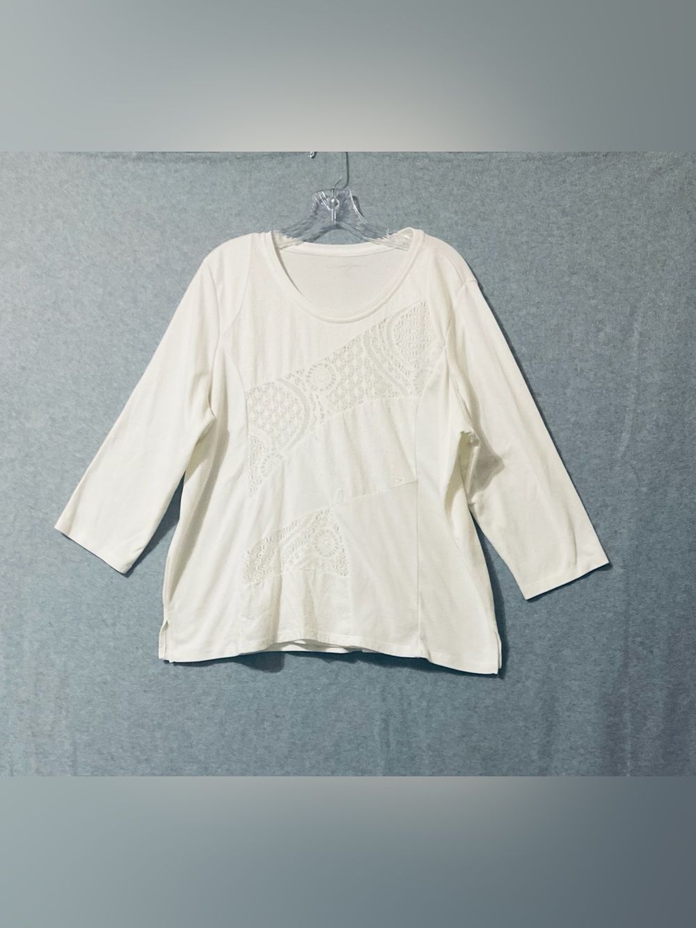 Allison Daley Women's Cream Lace-Panel Knit Top Sz 1X